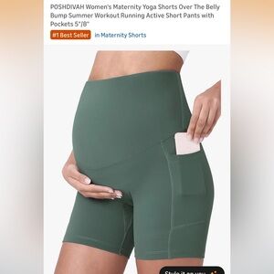 Pack of 2 Women's Maternity Bike Shorts: black/green- NEVER WORN